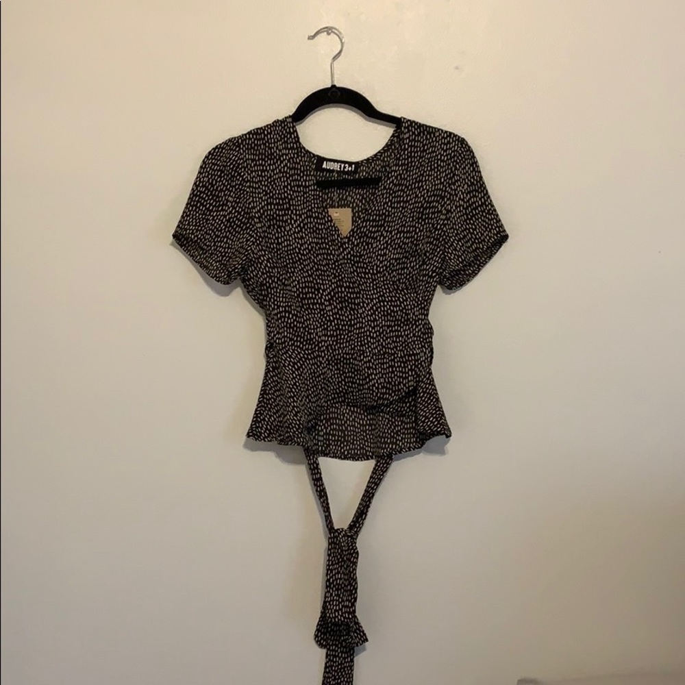 Wrap Top with Cream Detail